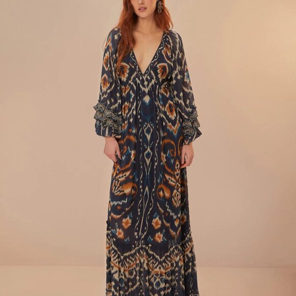 Farm Rio Pineapple Ikat-Inspired Maxi Dress - Picture 3 of 13
